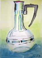 A water color painting of a decanter