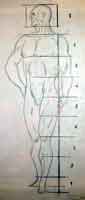 This is pencil sketch of a figure used for proportions. 